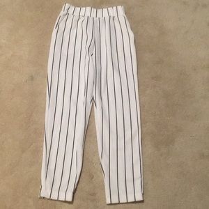 Shein White with Black Pinstripe Pant